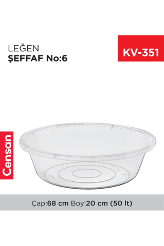 6 No Leğen Şeffaf Çamaşır Leğeni 50 Litre Royaleks-E425