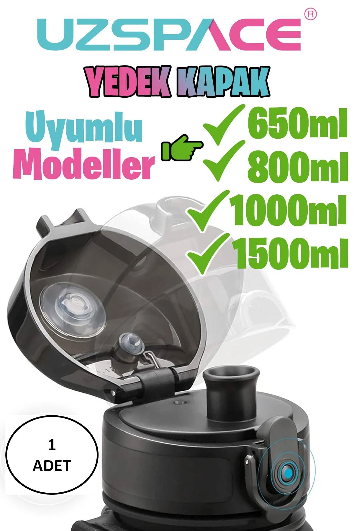 Uzspace 650-800-1000ml -Uyumlu Yedek Kapak --Sadece Uzspace ile Uyumludur