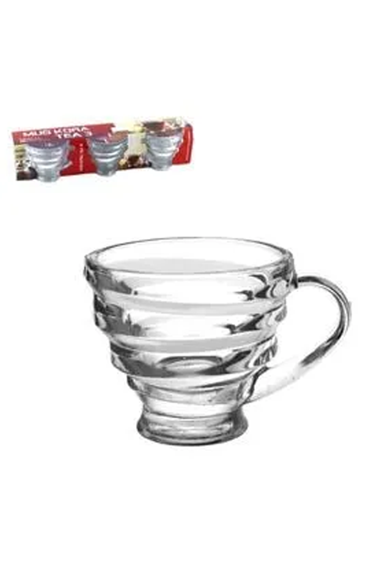 Mug Kora Tea3 Kulplu 3'lü Bardak Çizgili Royaleks-AG-0595