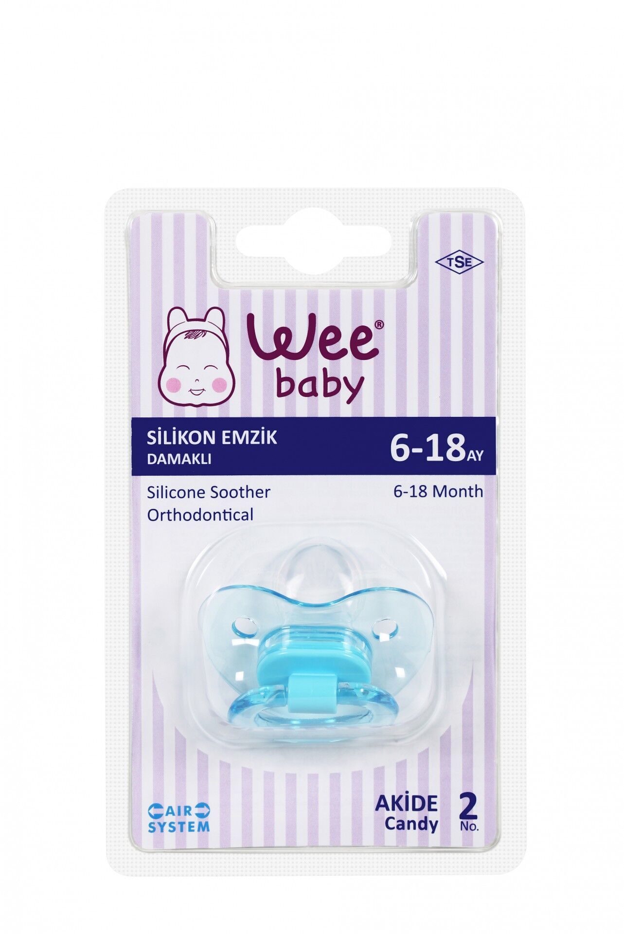 Wee Baby Akide Silikon Damaklı Emzik No:2 (Askılı)