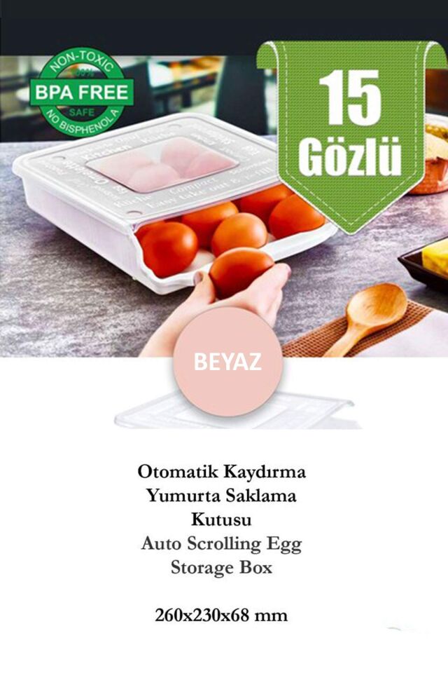 Yumurta Saklama Kabı 15 Gözlü Kapaklı Otomatik Kayar Rampalı Yumurtalık