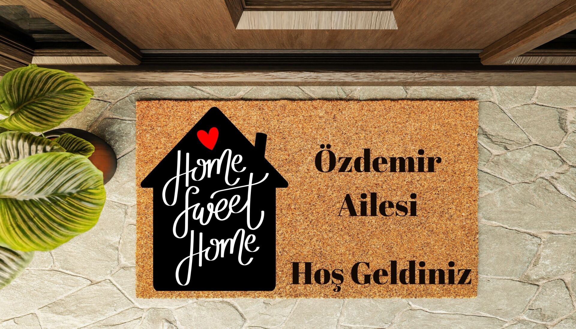 Kapı Önü Paspası Kişiye Özel Yazı Yazılır Koko Model Home Sweet Home PK-1574