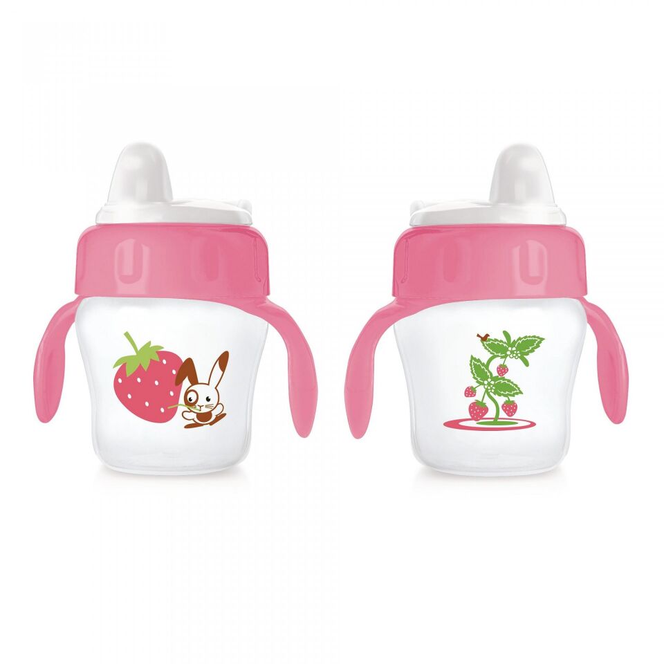 Avent Desenli Magic Damlatmaz Bardak 200 ml Yumuşak Uçlu - Pembe