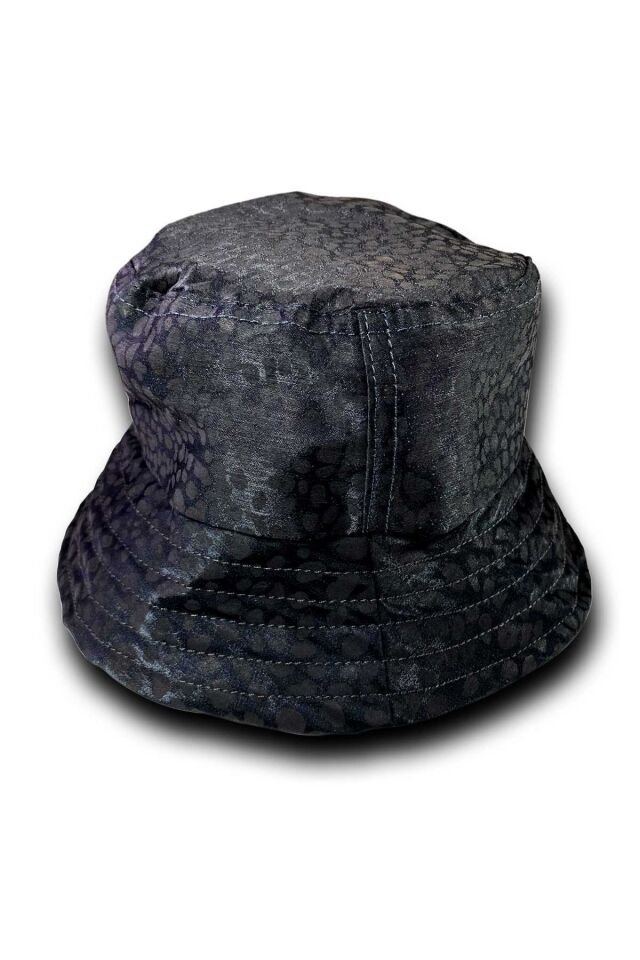 Unisex Kova Şapka Balıkçı Şapka Bucket Hat Parıltı Siyah