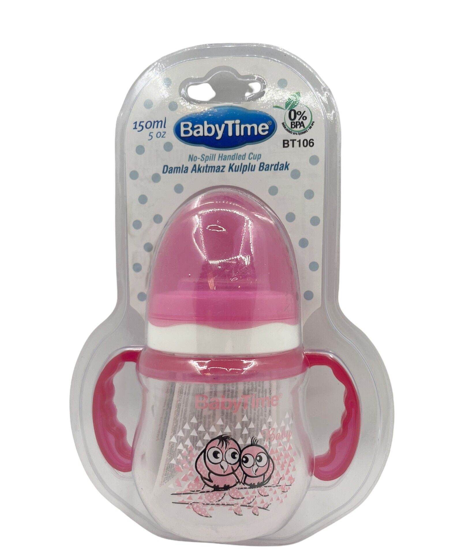 Baby Time Damla Akıtmaz Kulplu Bardak 150 ml - Pembe