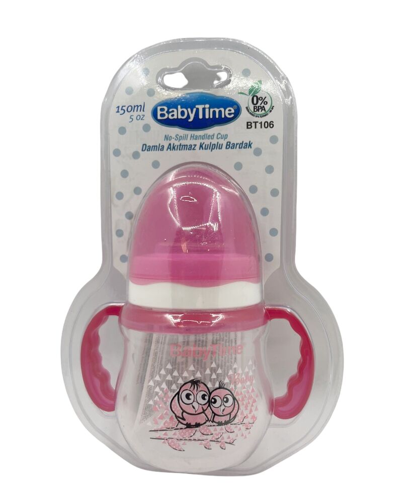 Baby Time Damla Akıtmaz Kulplu Bardak 150 ml - Pembe