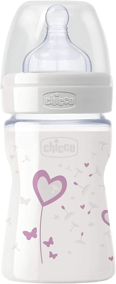 Chicco Desenli Cam Silikon Biberon Kız - 150 ML (8058664009619)