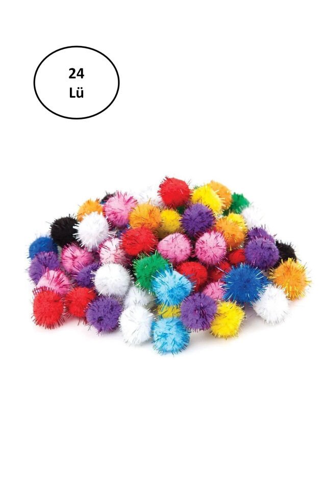 Puti Pom Pom Karışık Metalik 10mm-20mm-30 mm 24'lü