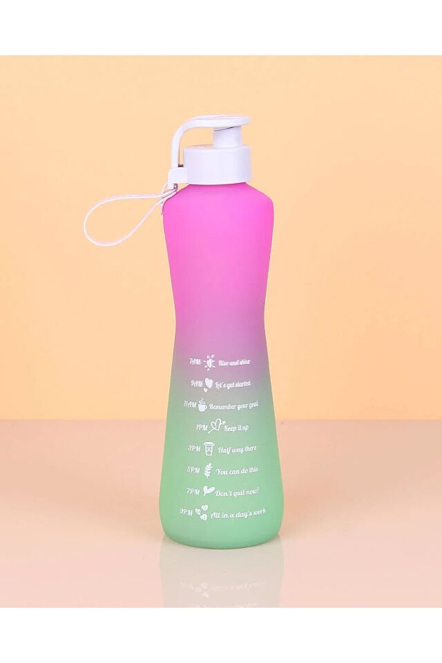 750 ml Çift Renk Ölçü Baskılı Motivasyon Sağlıklı Cam Su Şişesi