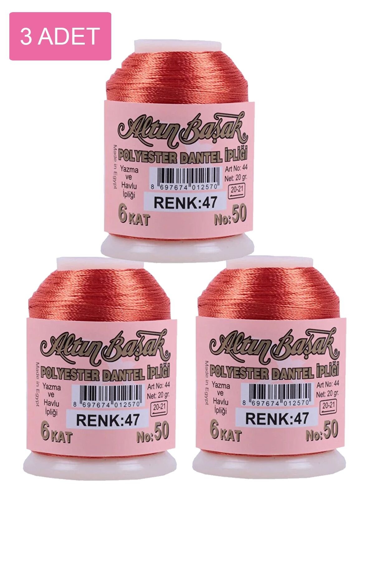 3 Adet Altınbaşak Oya ve Dantel İpi 20 gr - Royaleks - No: 047