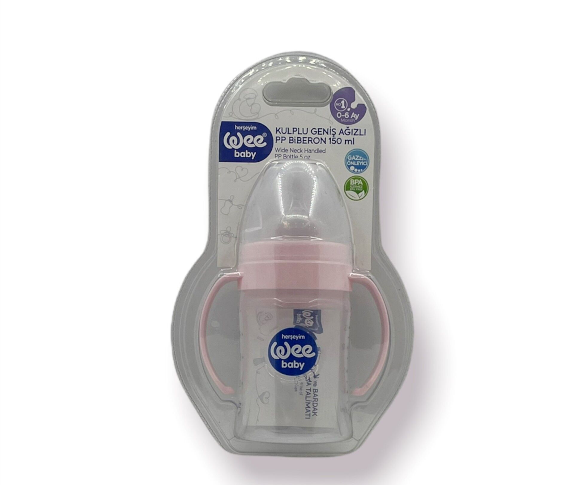 Wee Baby Kulplu PP Biberon 150 ML - Pembe