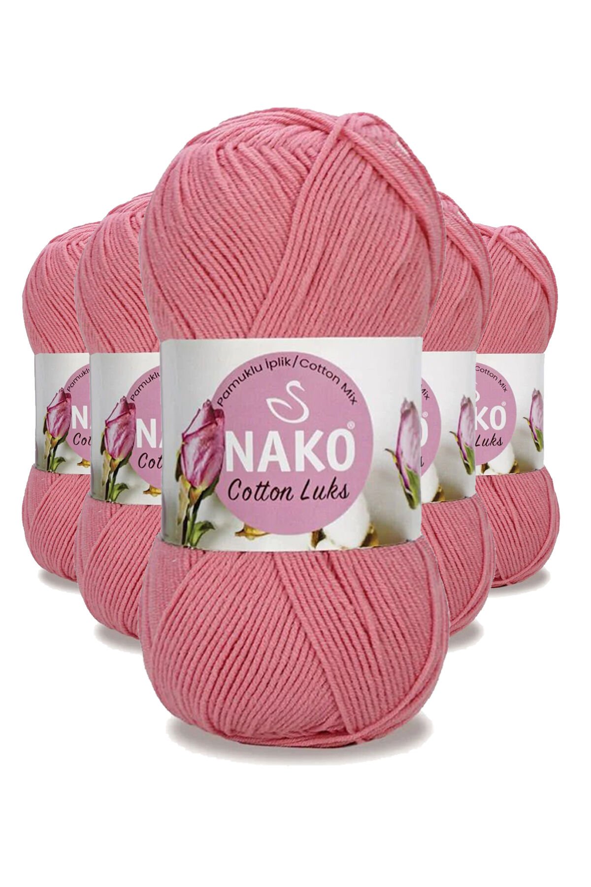 5 Adet Cotton Lüks Yelek Tunik Kazak Bluz Hırka İpi Yünü Gül Pembe 97551