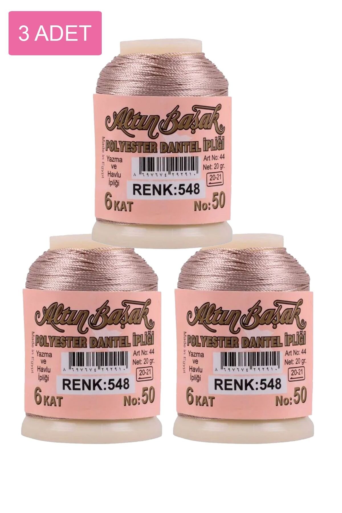 3 Adet Altınbaşak Oya ve Dantel İpi 20 gr - Royaleks - No: 548