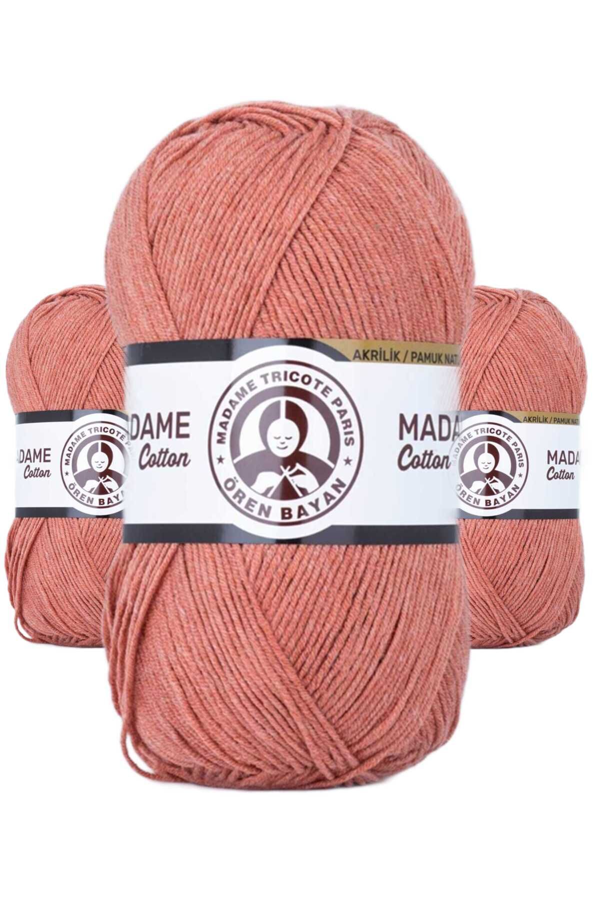 3 Adet Madame Cotton El Örgü İpi Yünü 100 gr 037 Kiremit