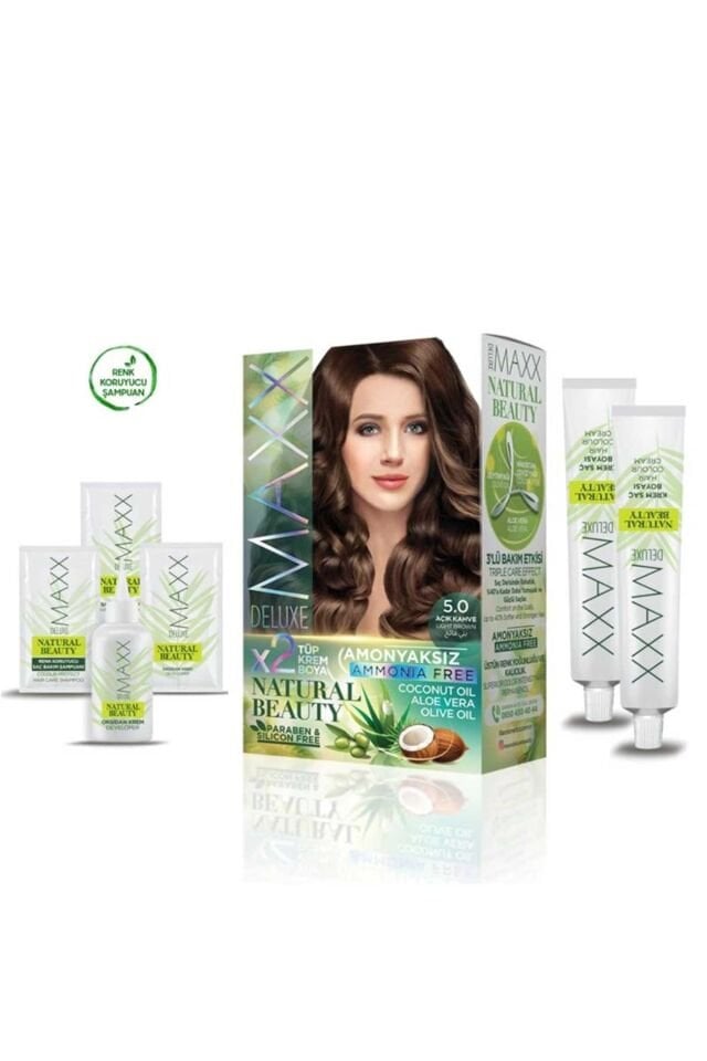 2 Paket Natural Beauty Amonyaksız Saç Boyası 5.0 Açık Kahve