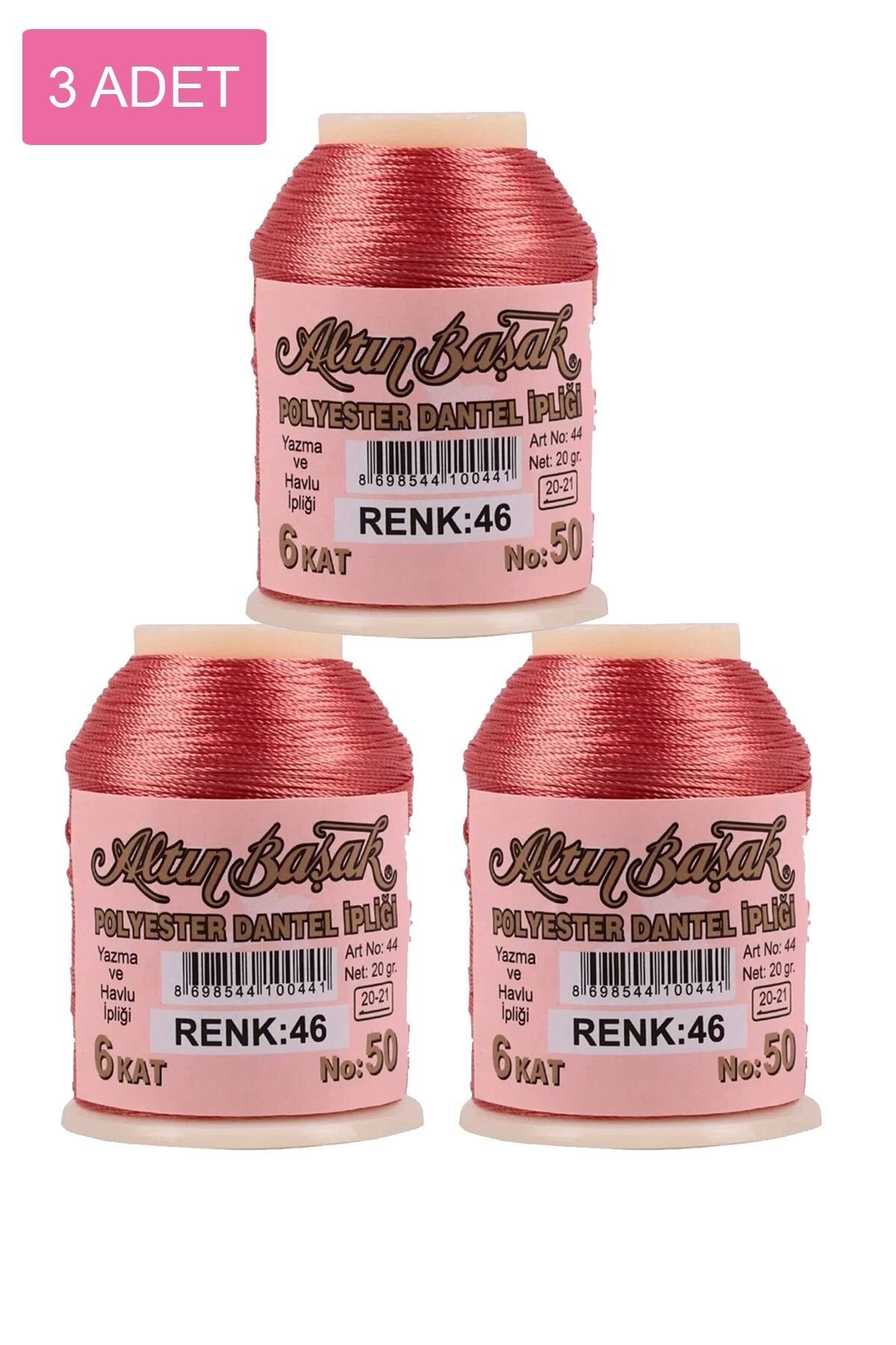 3 Adet Altınbaşak Oya ve Dantel İpi 20 gr - Royaleks - No: 046