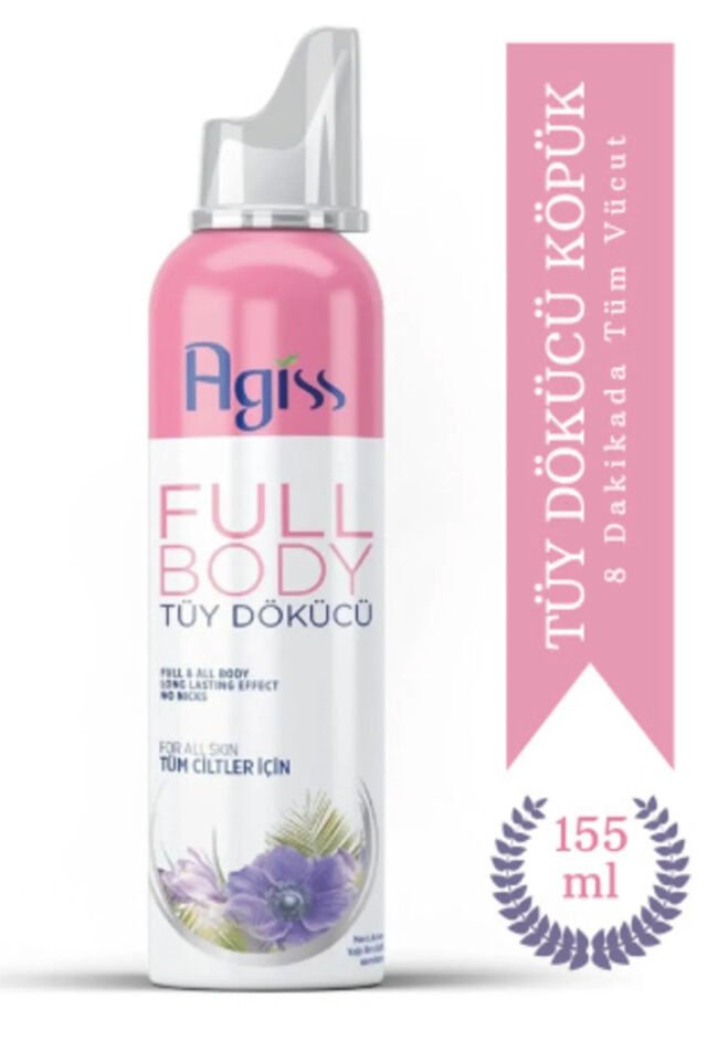 AGISS Full Body Tüm Vücut Tüy Dökücü, Tüy Azaltıcı Ve Tüy Geciktirici Köpük Tüy Dökücü Sprey 155ml