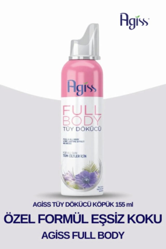 AGISS Full Body Tüm Vücut Tüy Dökücü, Tüy Azaltıcı Ve Tüy Geciktirici Köpük Tüy Dökücü Sprey 155ml