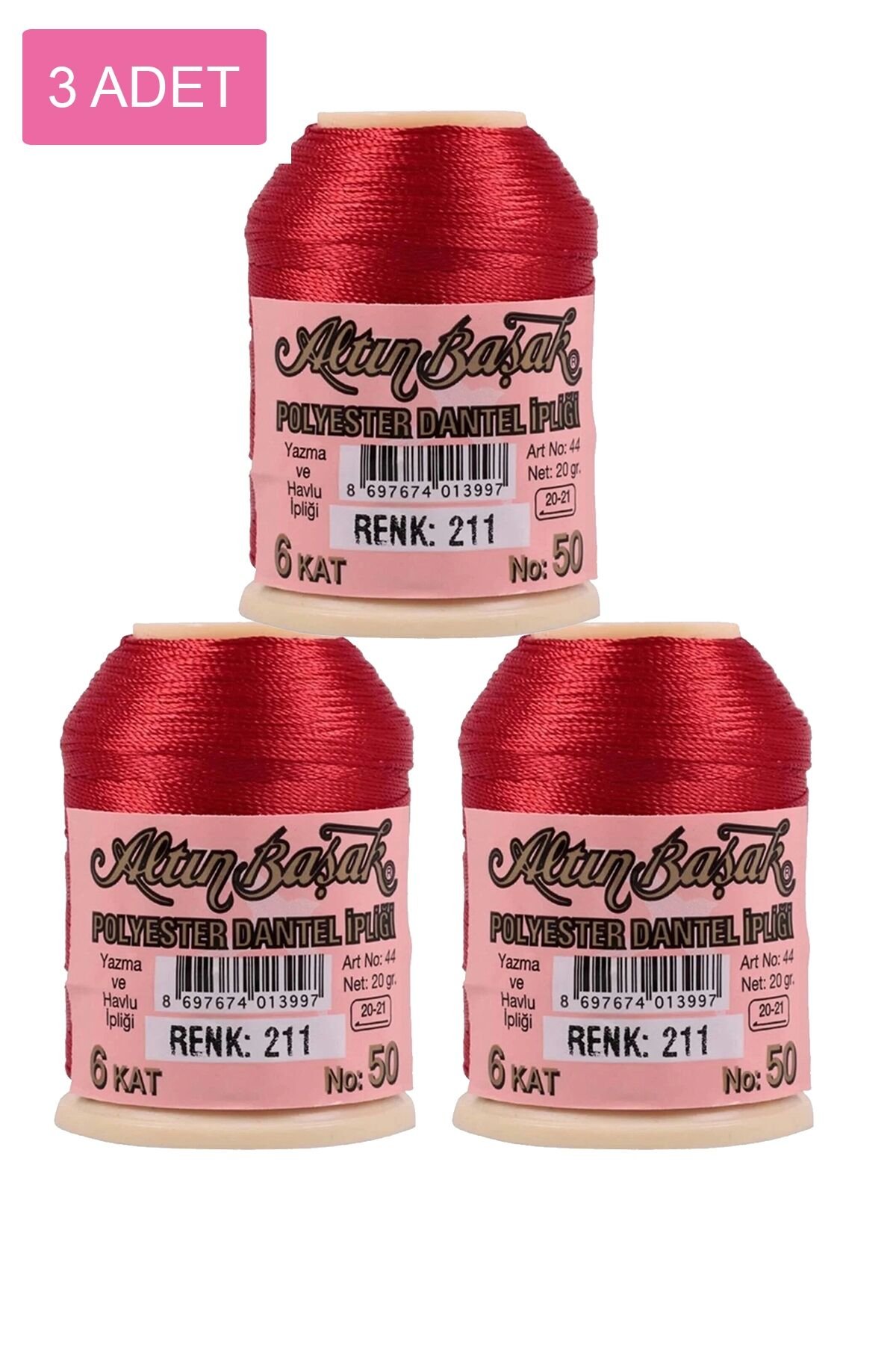 3 Adet Altınbaşak Oya ve Dantel İpi 20 gr - Royaleks - No: 211