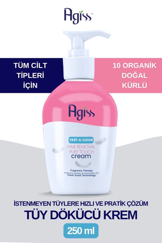 AGISS Tüy Dökücü Krem Losyon 10 Doğal Kürlü E-vitaminli Tüy Azaltıcı Etkili 250 ml Unisex