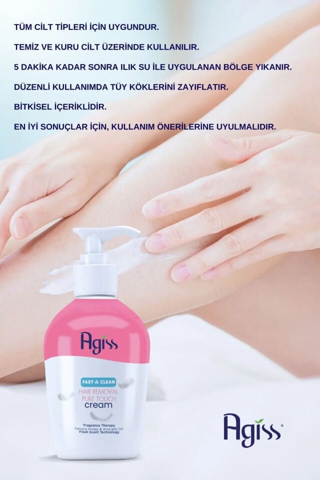 AGISS Tüy Dökücü Krem Losyon 10 Doğal Kürlü E-vitaminli Tüy Azaltıcı Etkili 250 ml Unisex