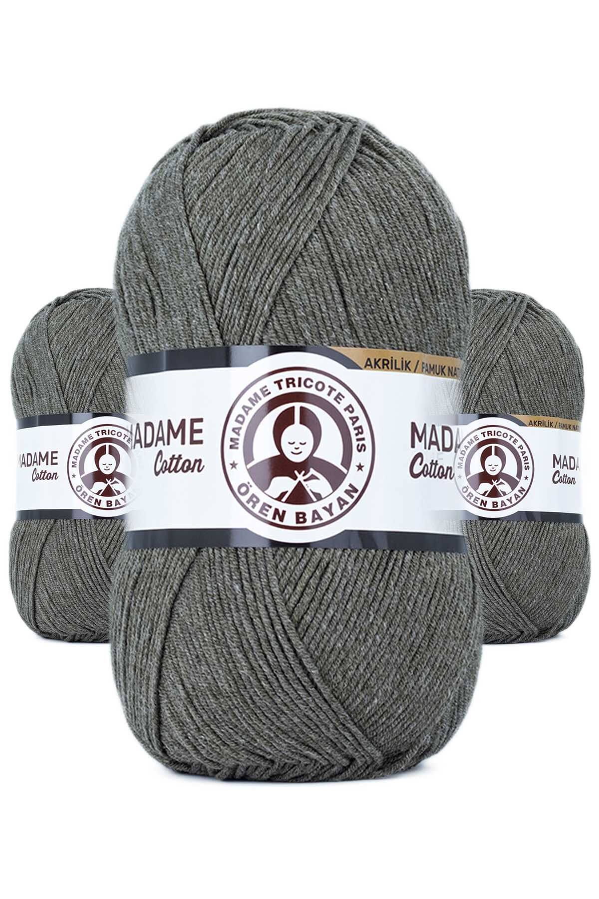 3 Adet Madame Cotton El Örgü İpi Yünü 100 gr 055 Yeşil