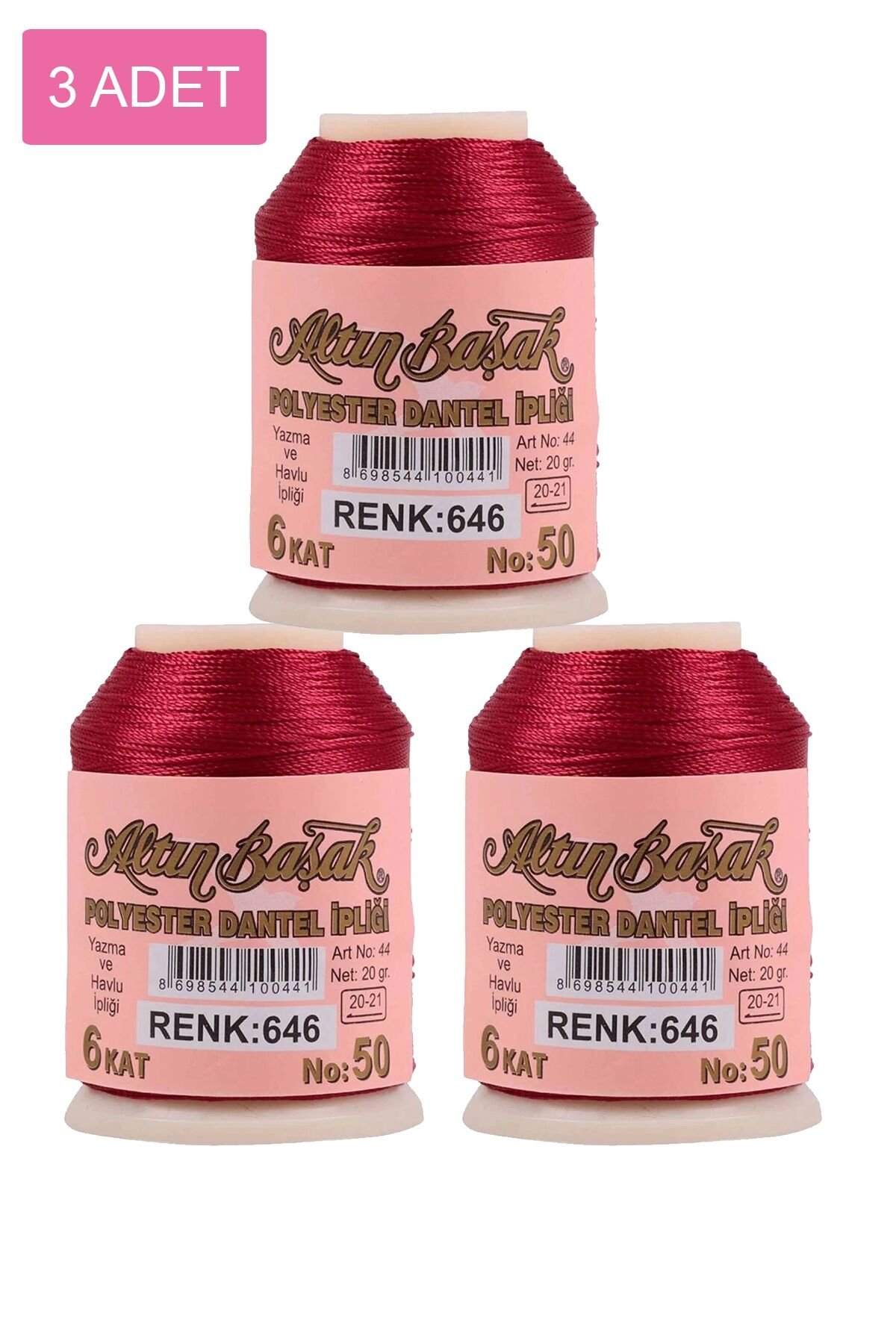 3 Adet Altınbaşak Oya ve Dantel İpi 20 gr - Royaleks - No: 646