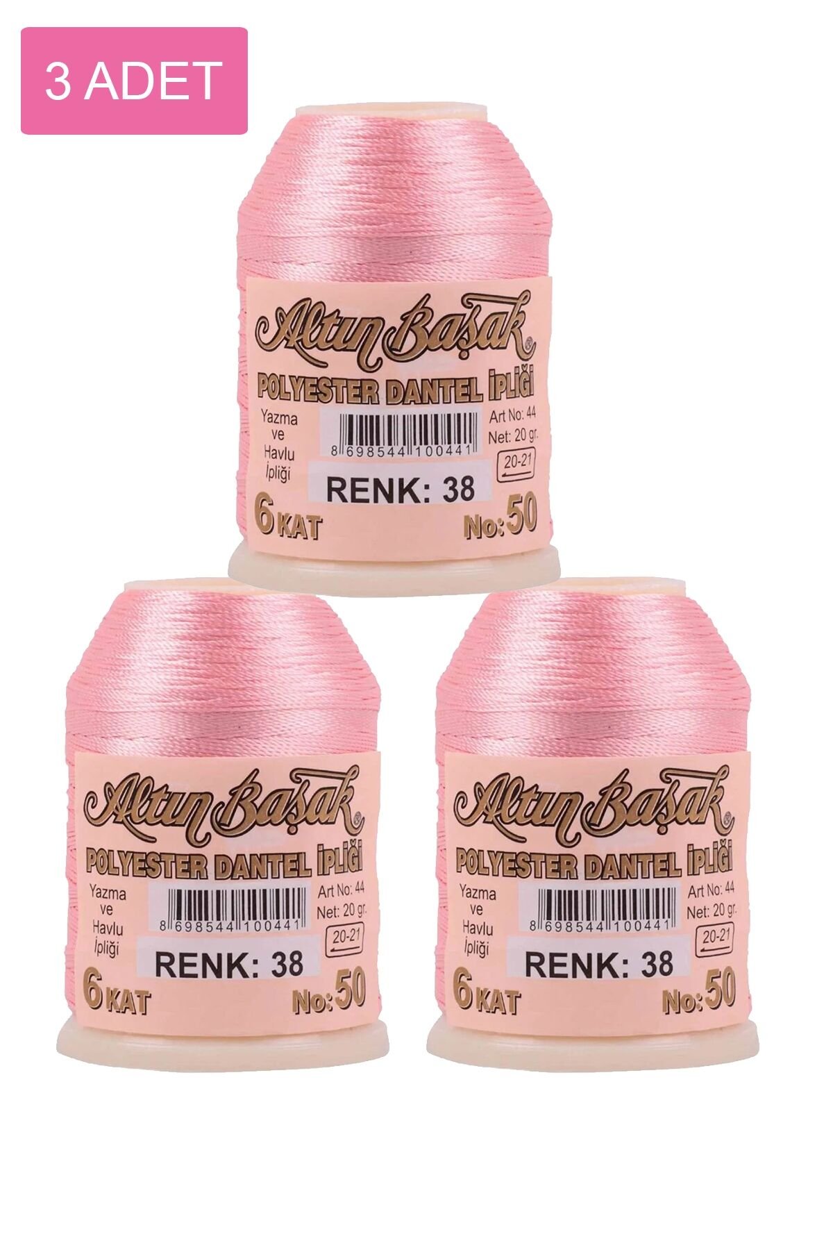 3 Adet Altınbaşak Oya ve Dantel İpi 20 gr - Royaleks - No: 038