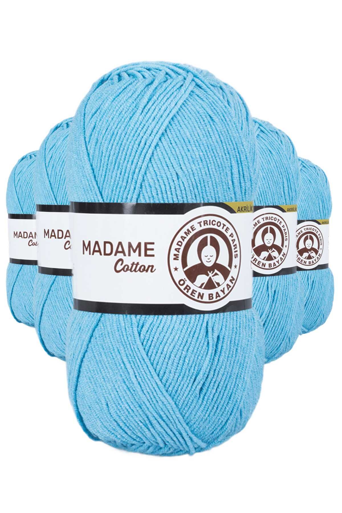 5 Adet Madame Cotton El Örgü İpi Yünü 100 gr 016 Turkuaz