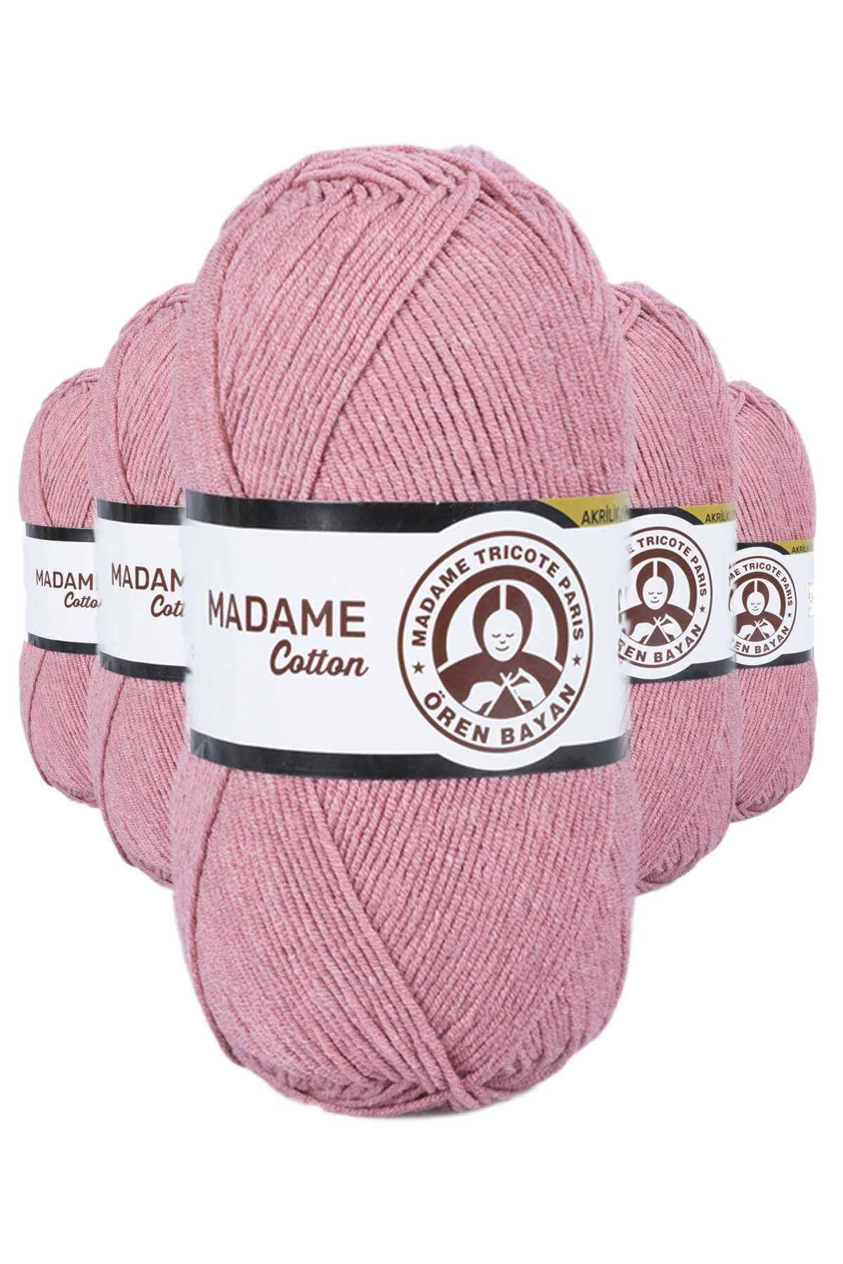 5 Adet Madame Cotton El Örgü İpi Yünü 100 gr 024 Gül Kurusu