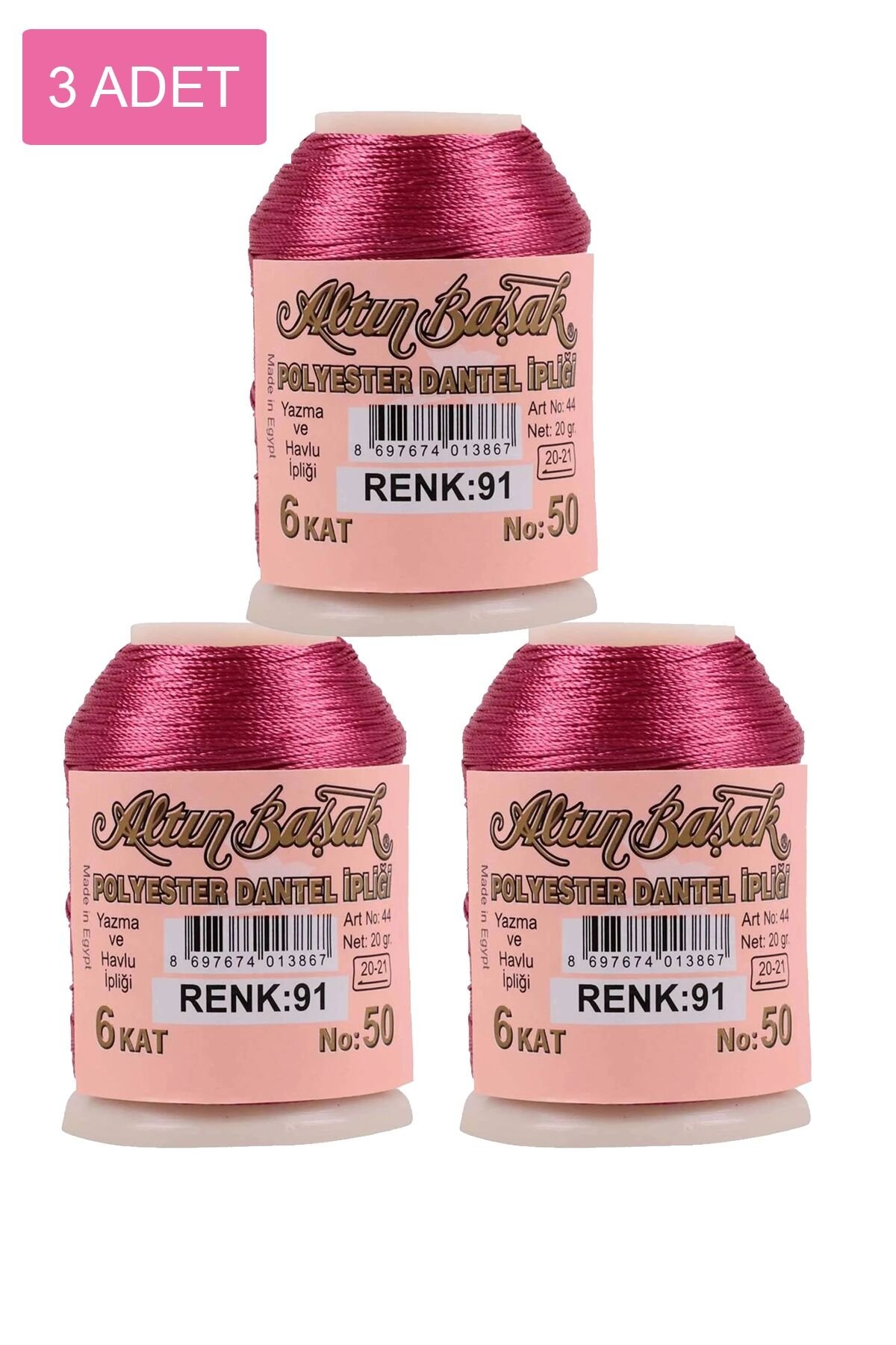 3 Adet Altınbaşak Oya ve Dantel İpi 20 gr - Royaleks - No: 091