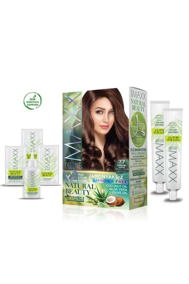 2 Paket Natural Beauty Amonyaksız Saç Boyası 7.7 Karamel Kahve