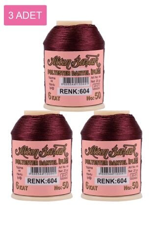 3 Adet Altınbaşak Oya ve Dantel İpi 20 gr - Royaleks - No: 604