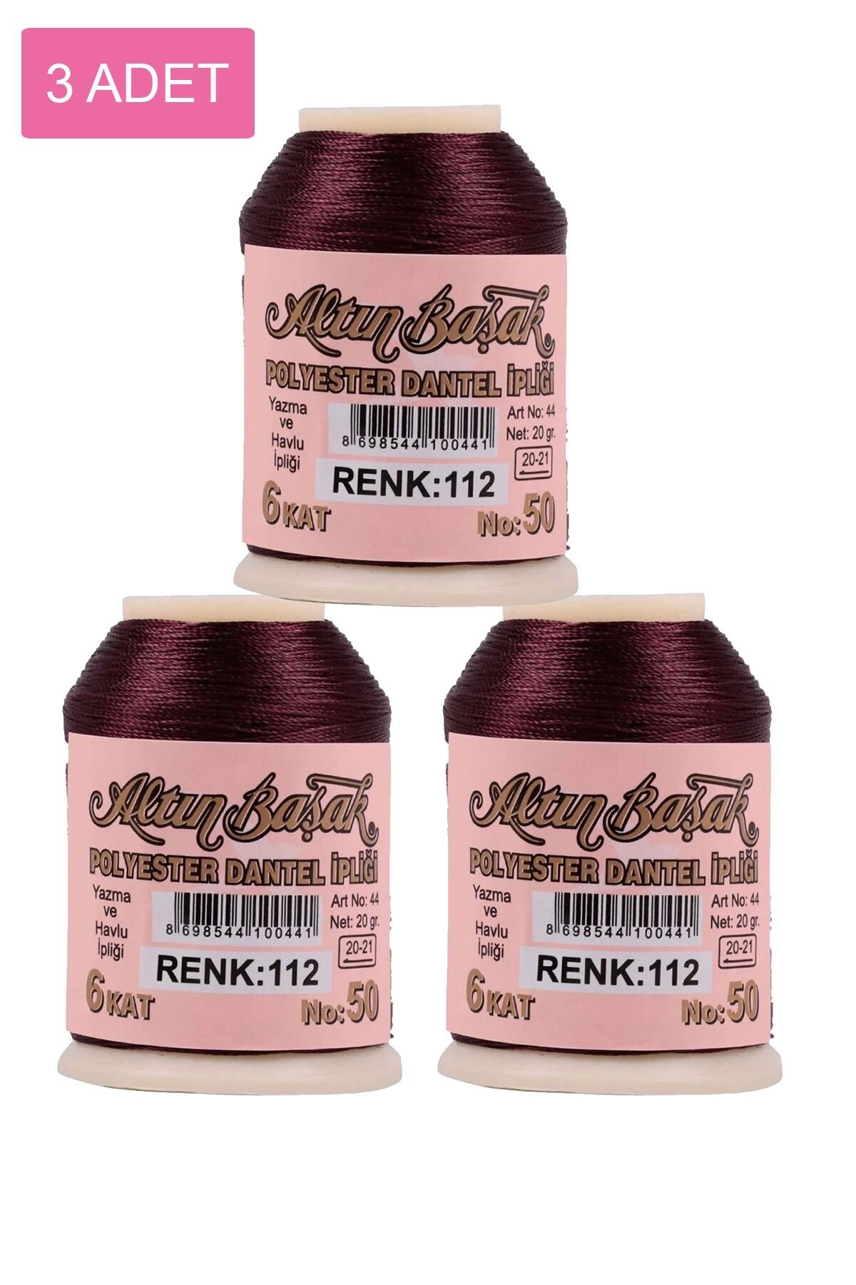 3 Adet Altınbaşak Oya ve Dantel İpi 20 gr - Royaleks - No: 112