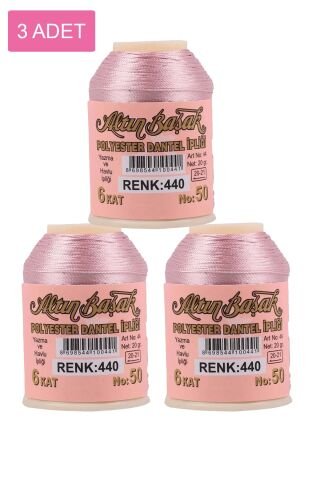 3 Adet Altınbaşak Oya ve Dantel İpi 20 gr - Royaleks - No: 440