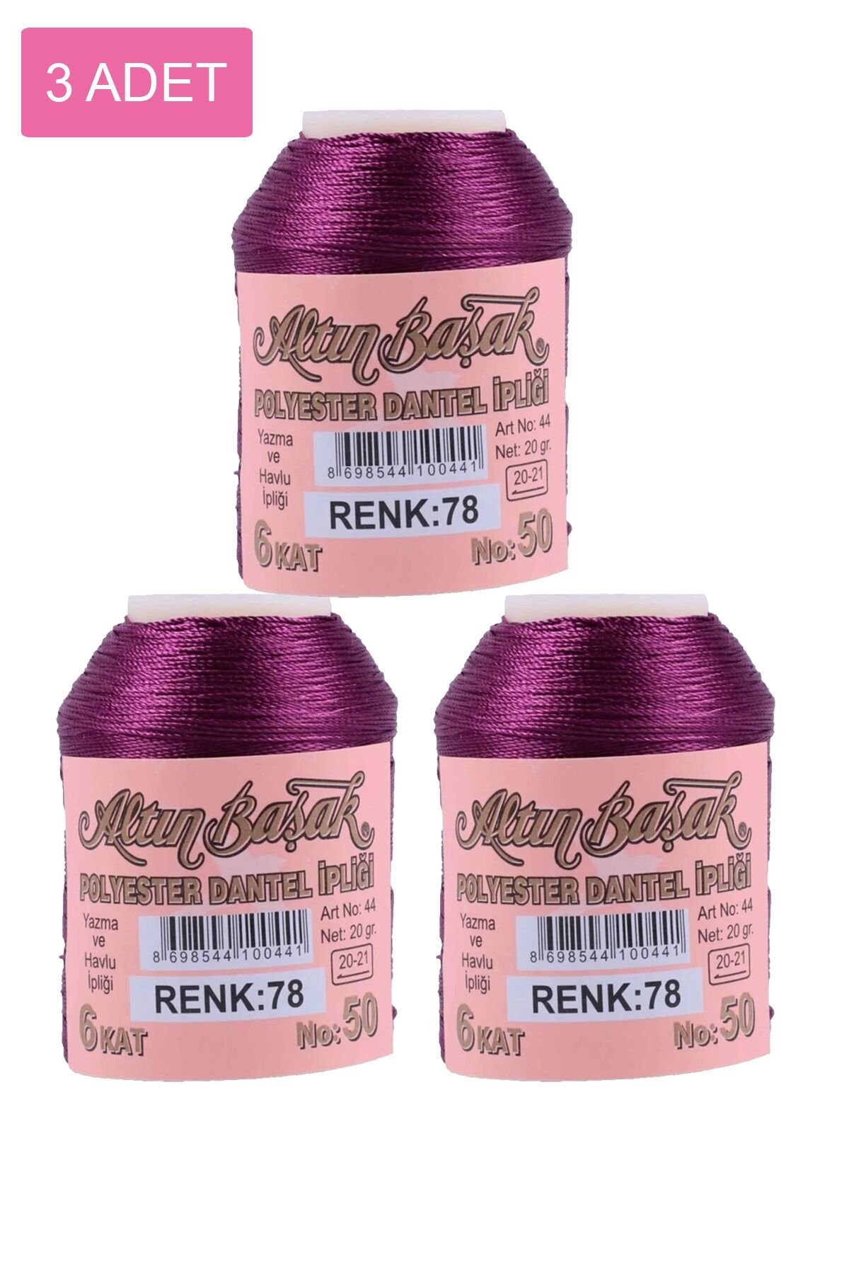 3 Adet Altınbaşak Oya ve Dantel İpi 20 gr - Royaleks - No: 078