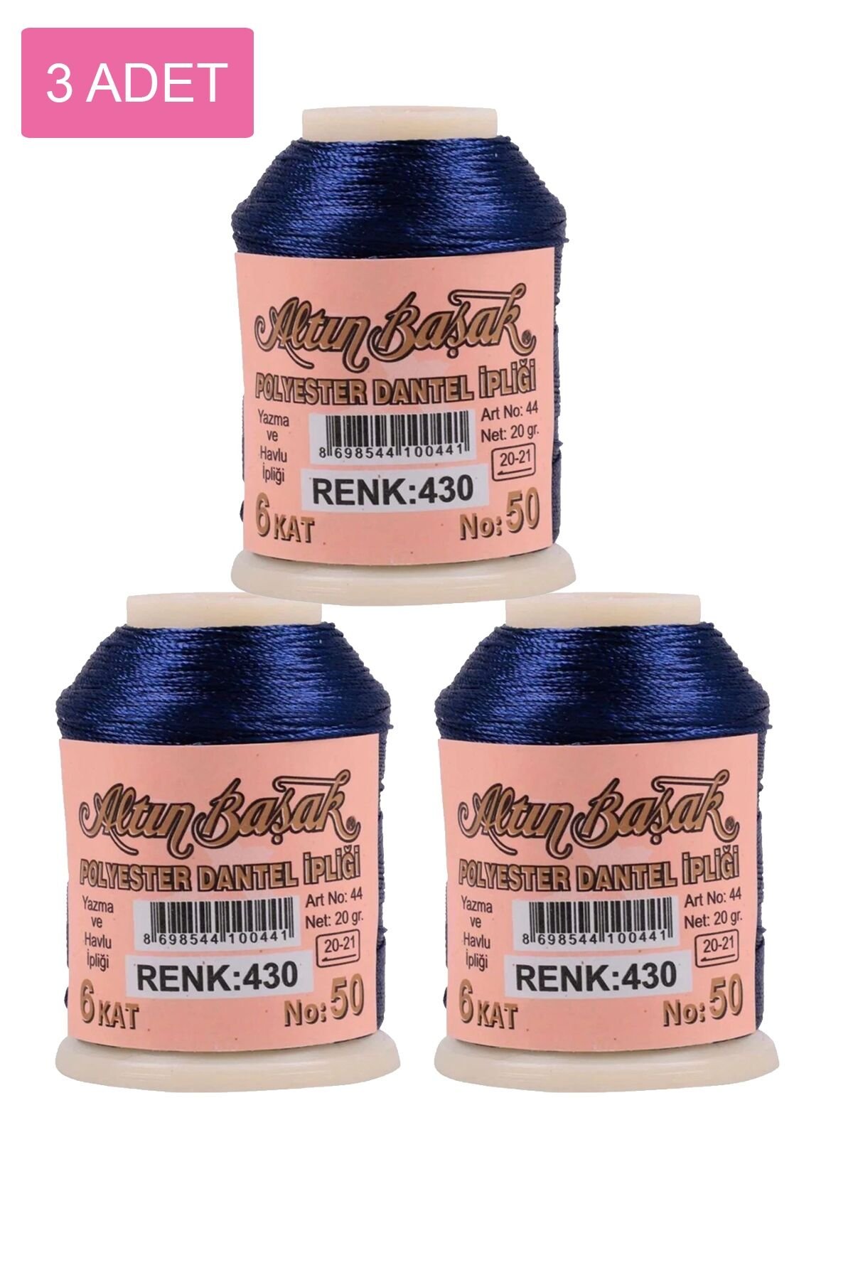 3 Adet Altınbaşak Oya ve Dantel İpi 20 gr - Royaleks - No: 430