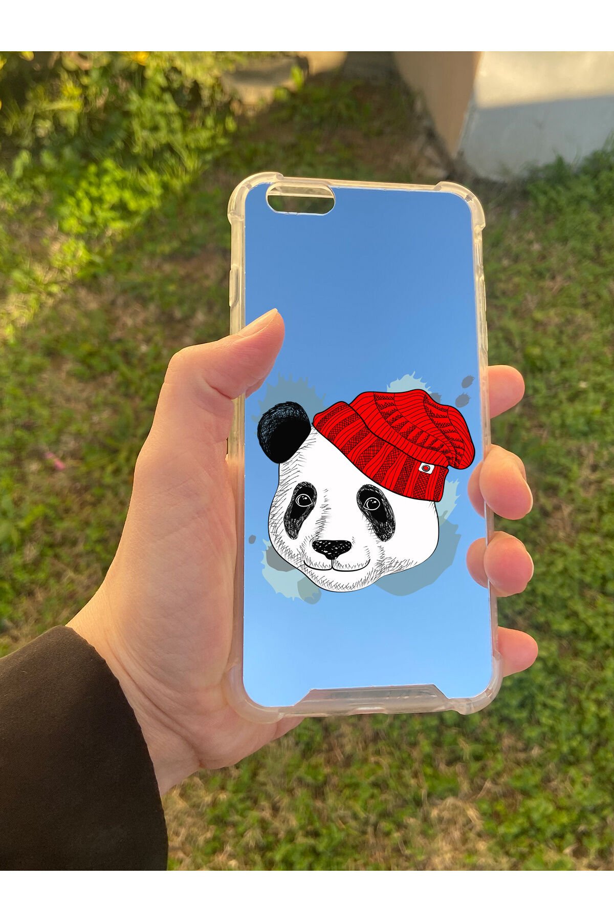 İphone 6 Plus Uyumlu Aynalı Panda Desenli Darbe Kamera Korumalı Silikon Telefon Kılıfı