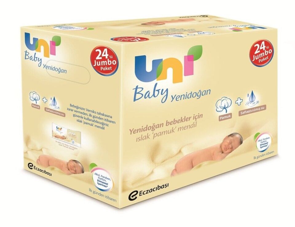 Uni Baby Yenidoğan Islak Pamuk Mendil 24'lü Fırsat Paketi / 960 Yaprak