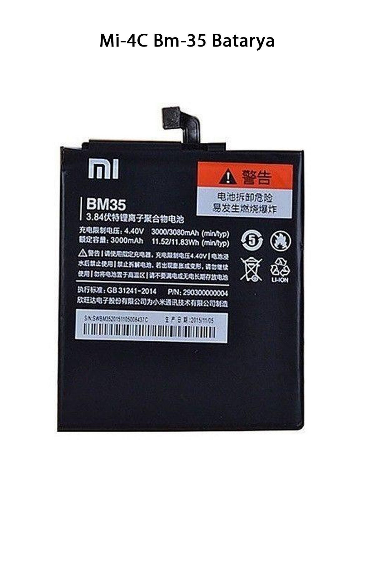 Mi 4C Bm-35 Telefonlarla Uyumlu Batarya 3000 mAh