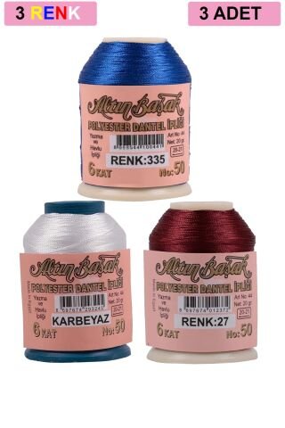 3 Adet Altınbaşak Oya ve Dantel İpi 20 gr - Royaleks - No: K.BEYAZ - 027 - 335