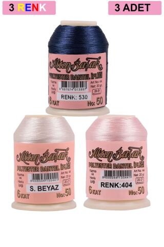 3 Adet Altınbaşak Oya ve Dantel İpi 20 gr - Royaleks - No: Ş.BEYAZ - 404 - 530