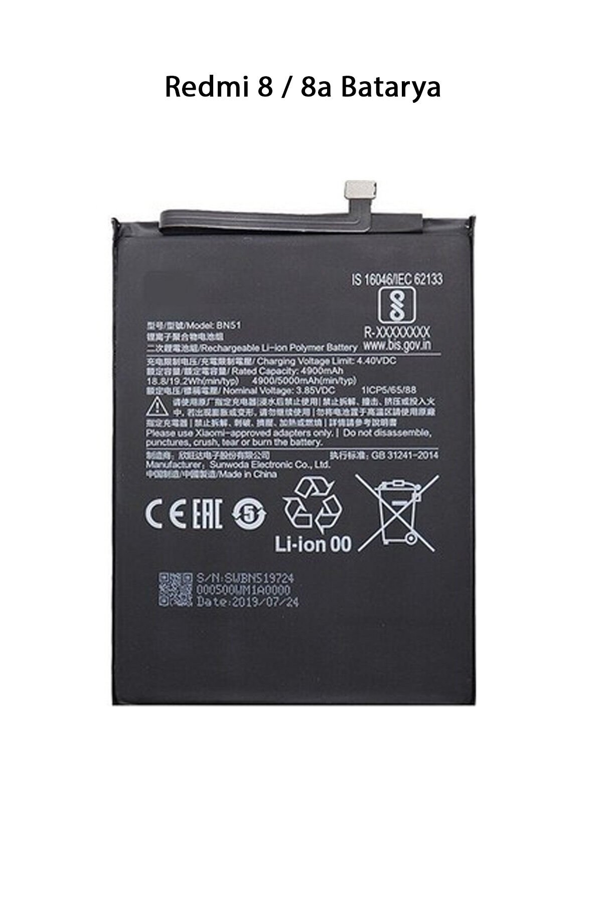 Redmi 8 / 8A Telefonlarla Uyumlu Batarya 5000 mAh