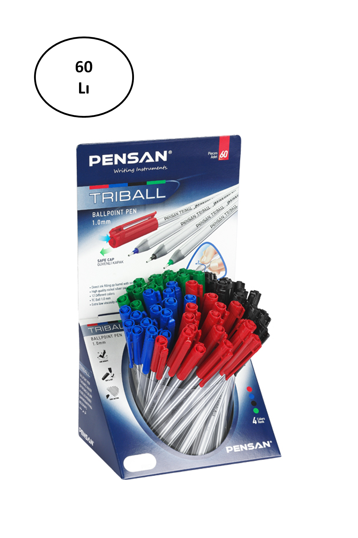 Pensan Tükenmez Kalem Triball 1.0 MM Bilye Uç MSKY 1003 60'lı