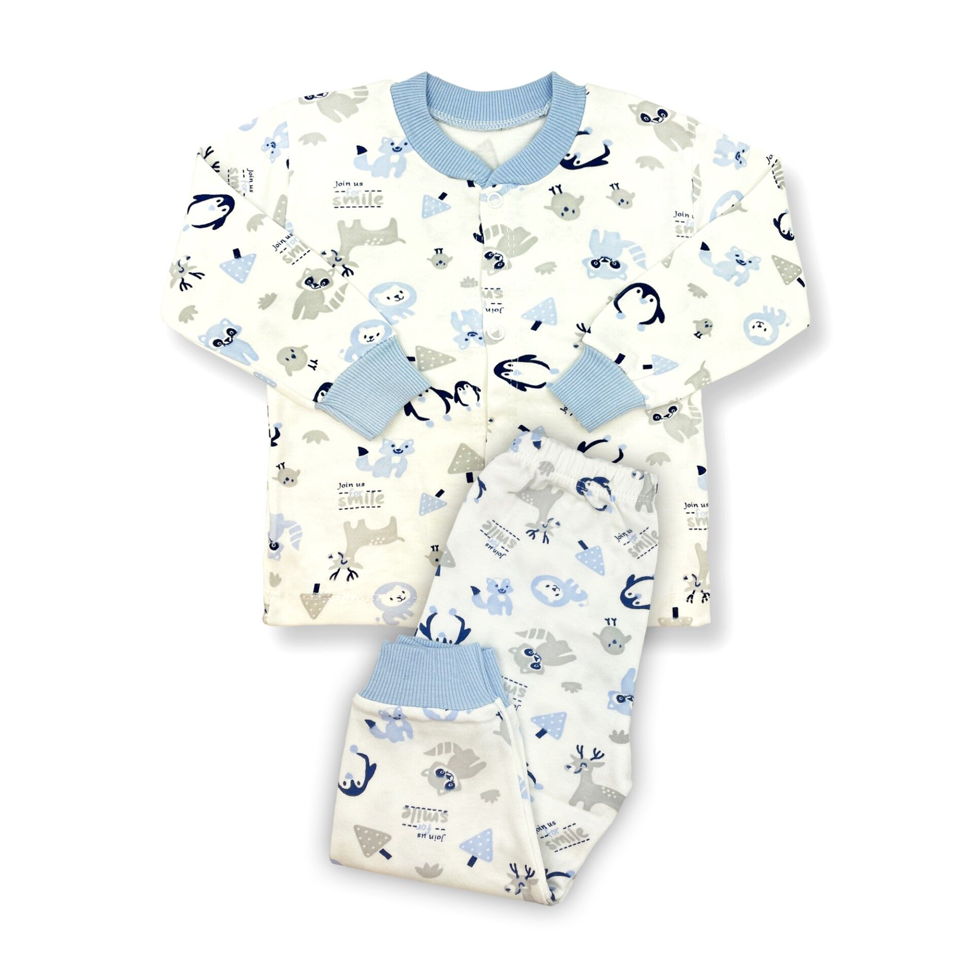 Sema Baby Happy Animals Bebek Pijama Takımı Mavi 3-6 Ay