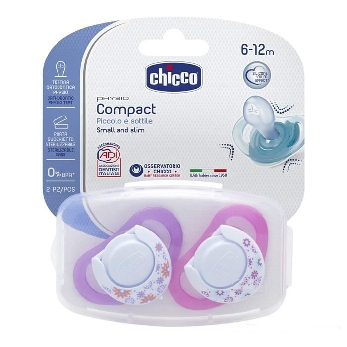 Chicco Physio Compact 2 li Silikon Emzik 12 ay+ Kız