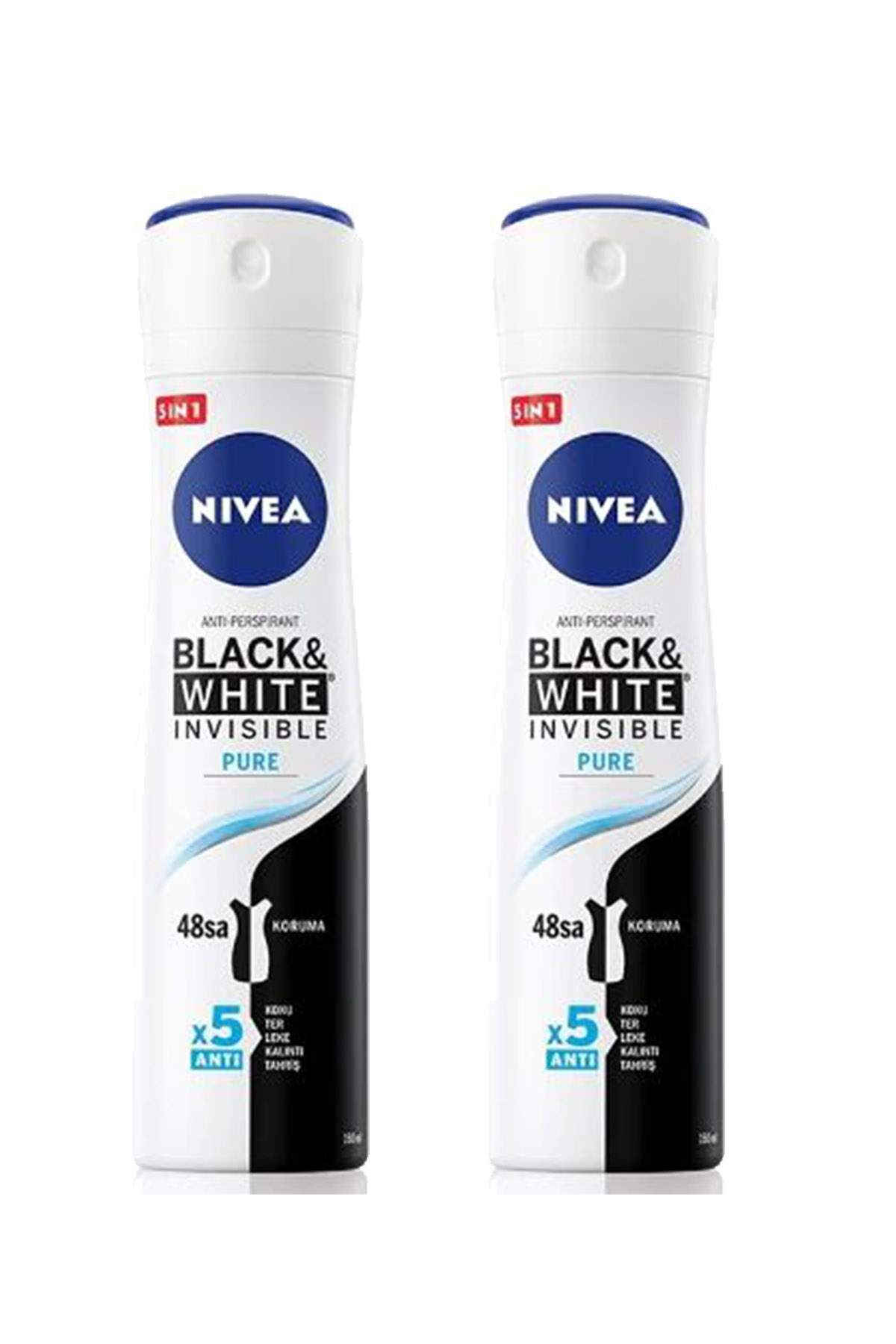 2 Adet Invisible Black & White Pure Kadın Deodorant Sprey 150 ml