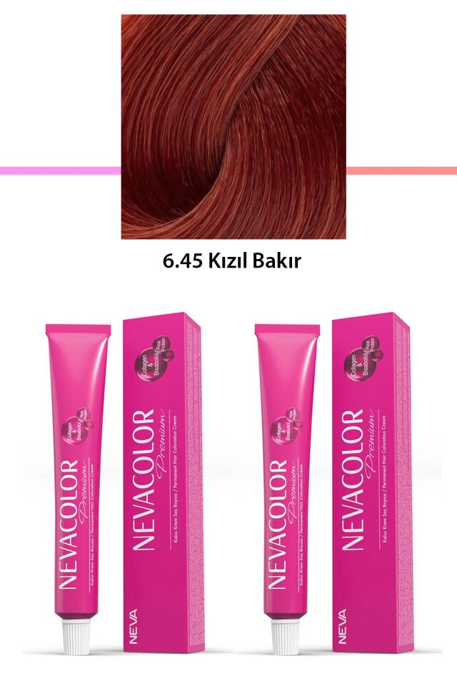 2 li Set Premium 6.45 Kızıl Bakır - Kalıcı Krem Saç Boyası 2 X 50 g Tüp