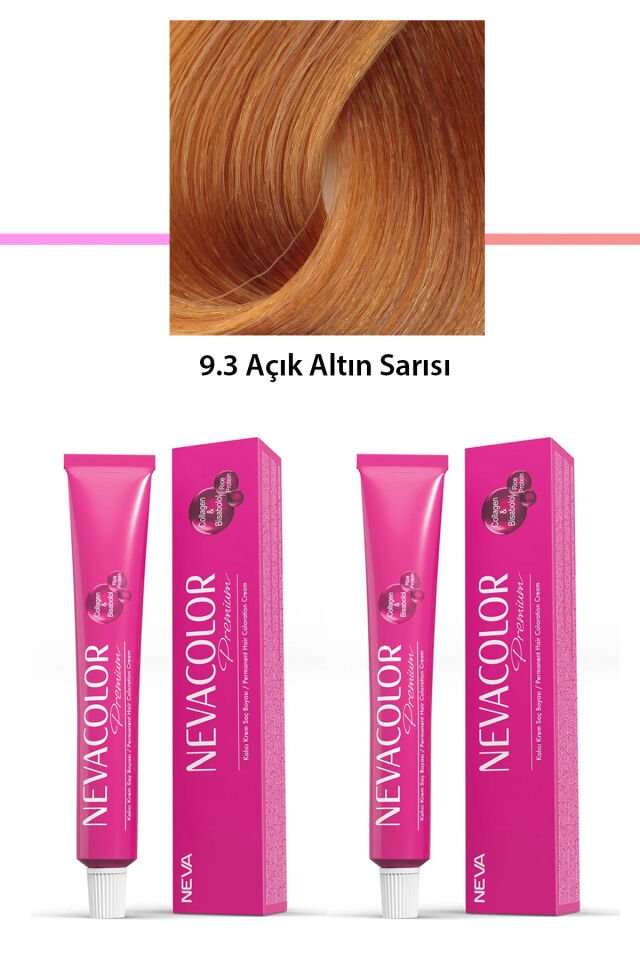 2 li Set Premium 9.3 Açık Altın Sarısı - Kalıcı Krem Saç Boyası 2 X 50 g Tüp