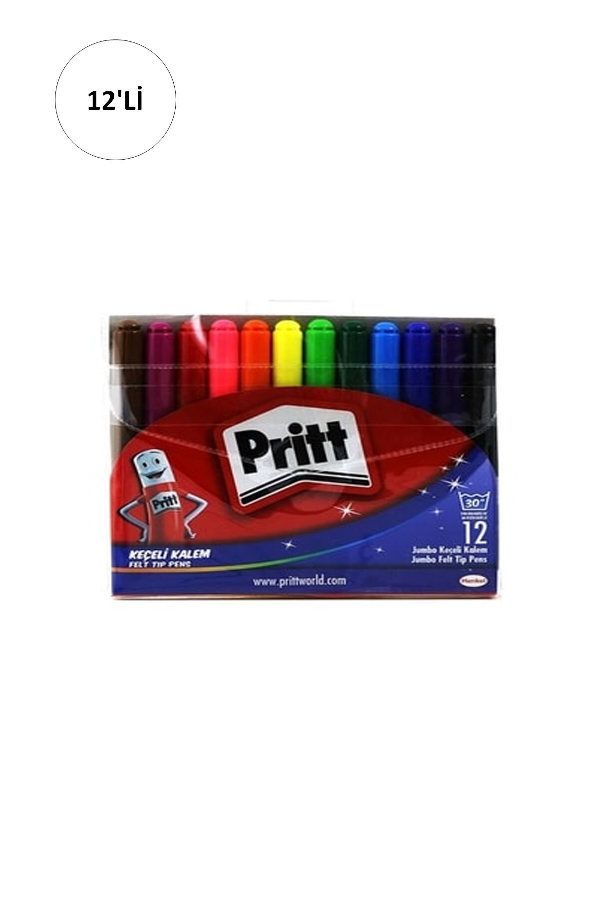 12 li Pritt Jumbo Yuvarlak Uç Keçeli Kalem - 12 Renk